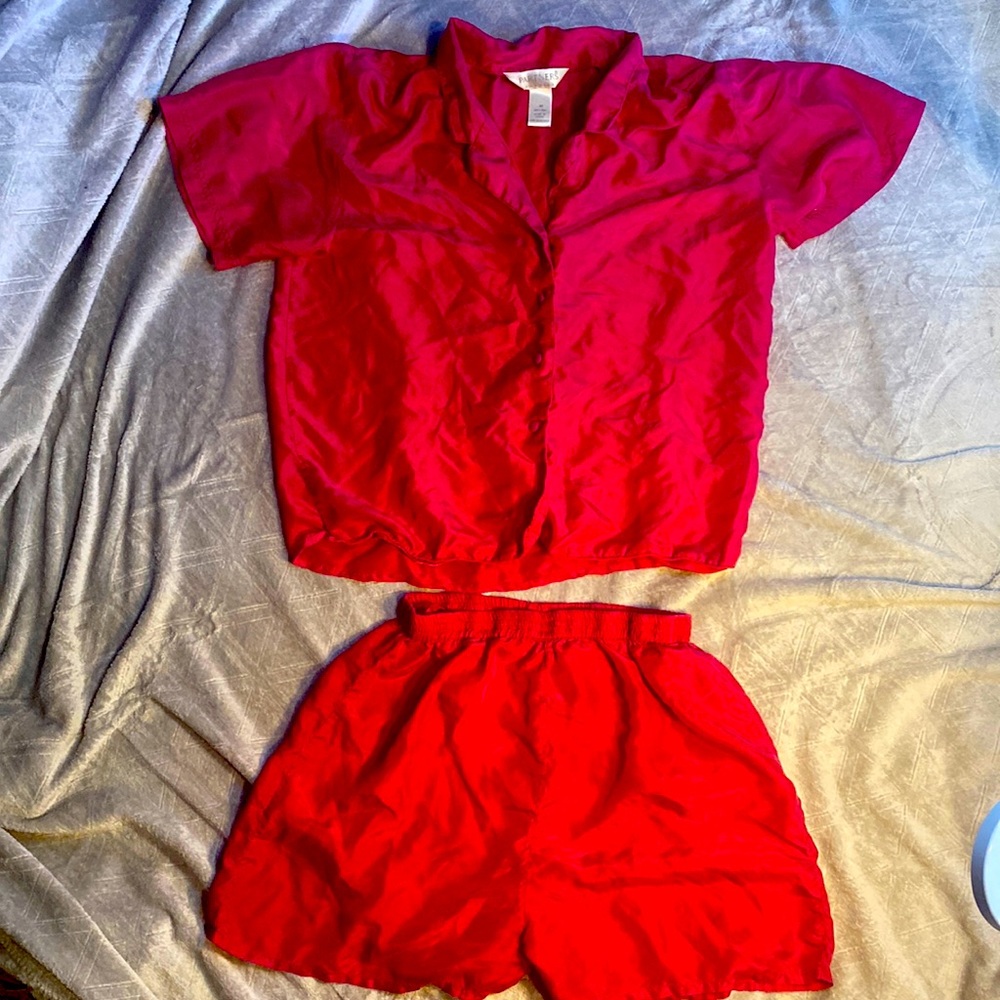Women's Pink Silk Pajama Set